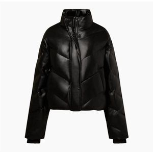 NWT IVL Faux Leather Puffer Jacket Black Size Small